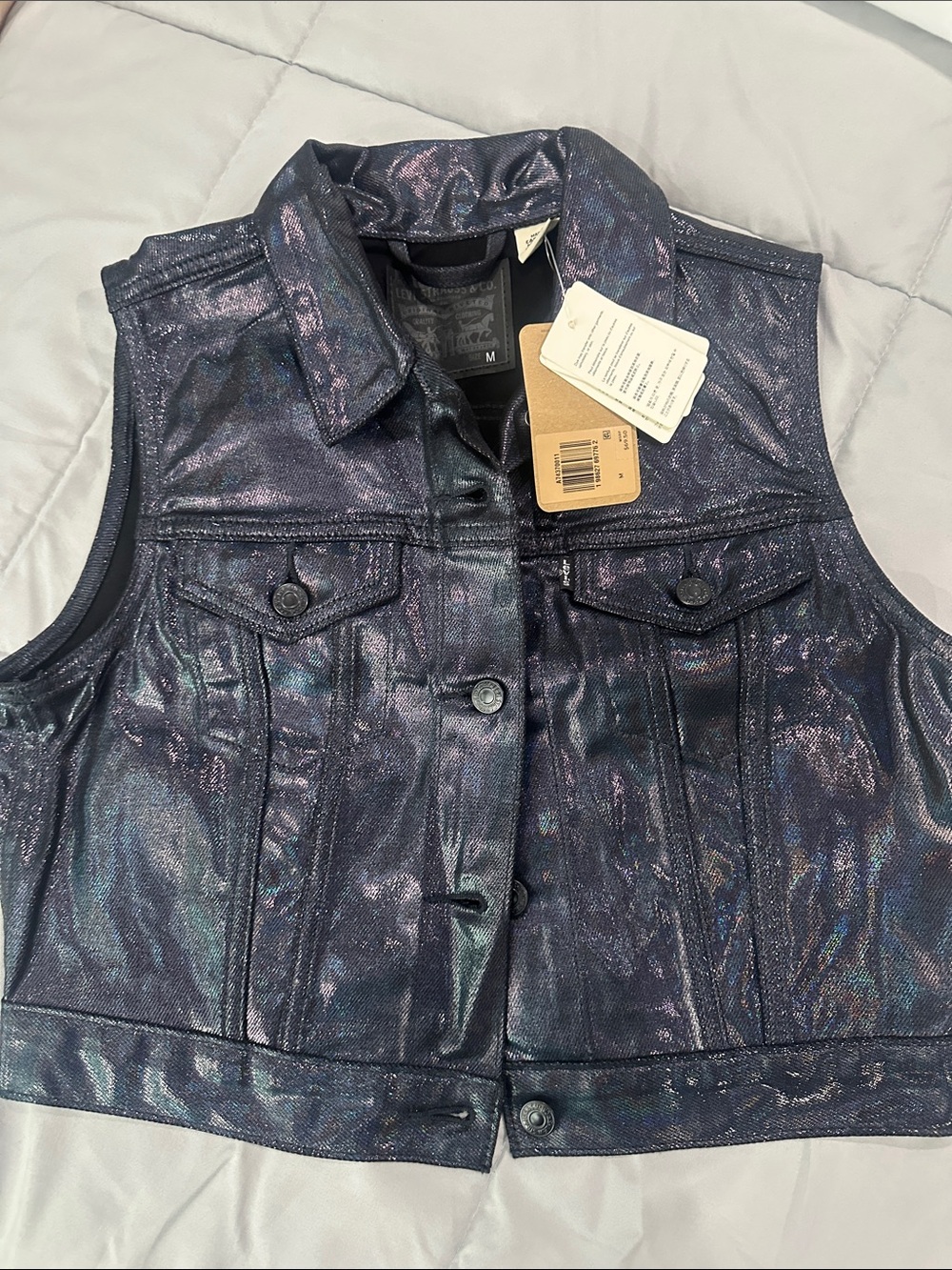 Levi's Iridescent Navy Sleeveless Denim Vest